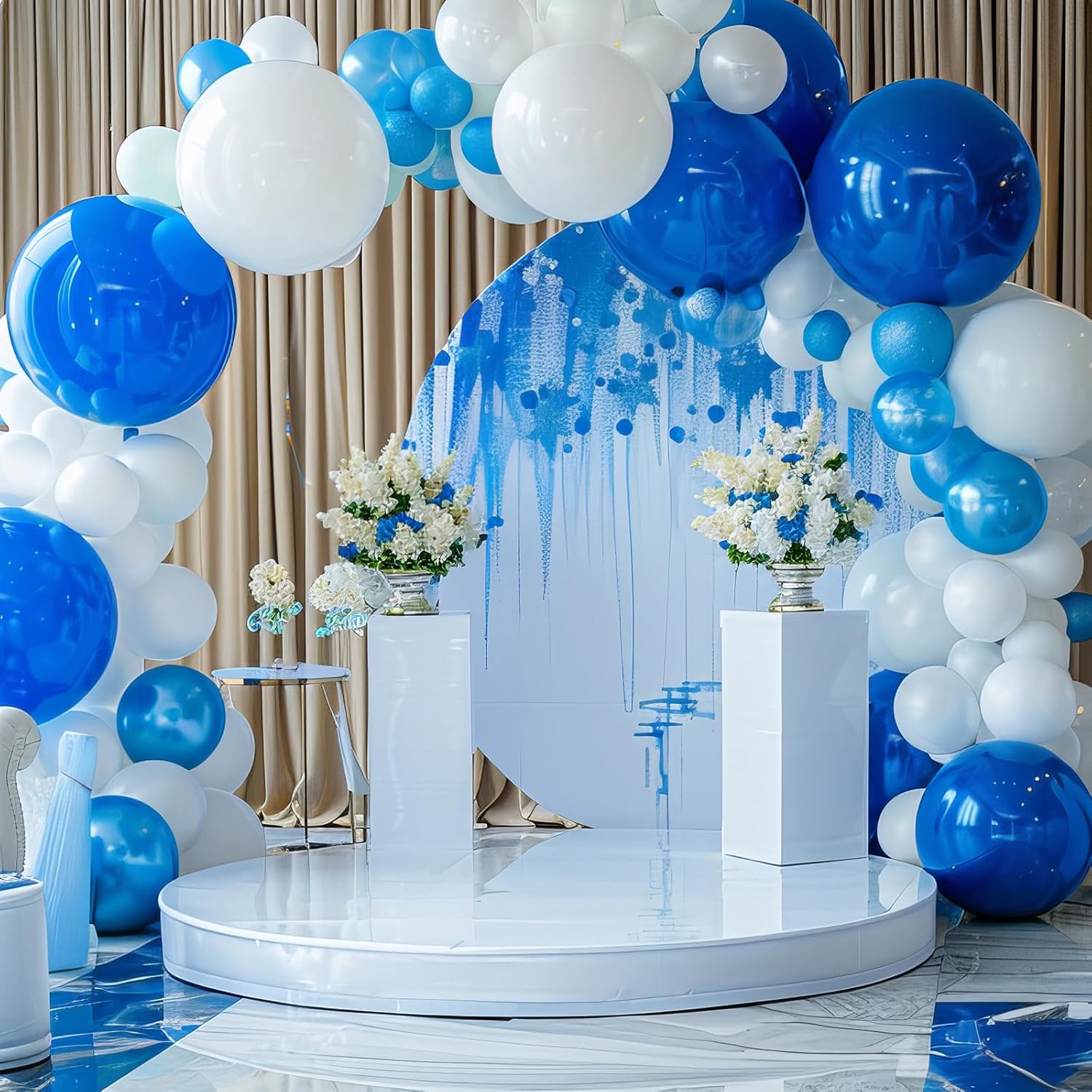 RUBFAC White Balloons - 135pcs in Various Sizes (5-18 Inch) for Wedding, Birthday, and Baby Shower Decor