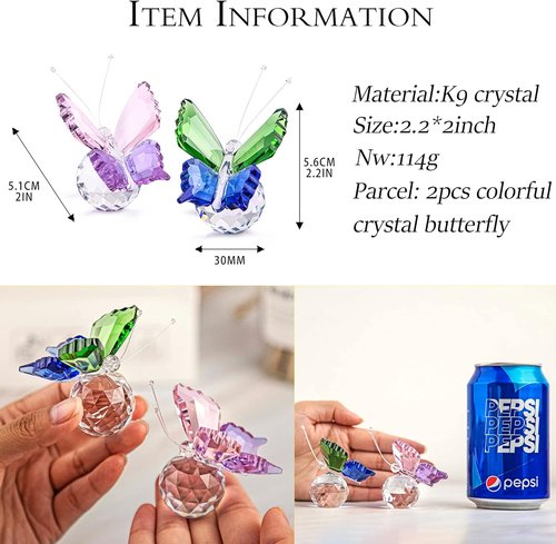 H&D Hyaline & Dora Handmade K9 Crystal Butterfly Figurines - Elegant Glass Decor for Home & Weddings