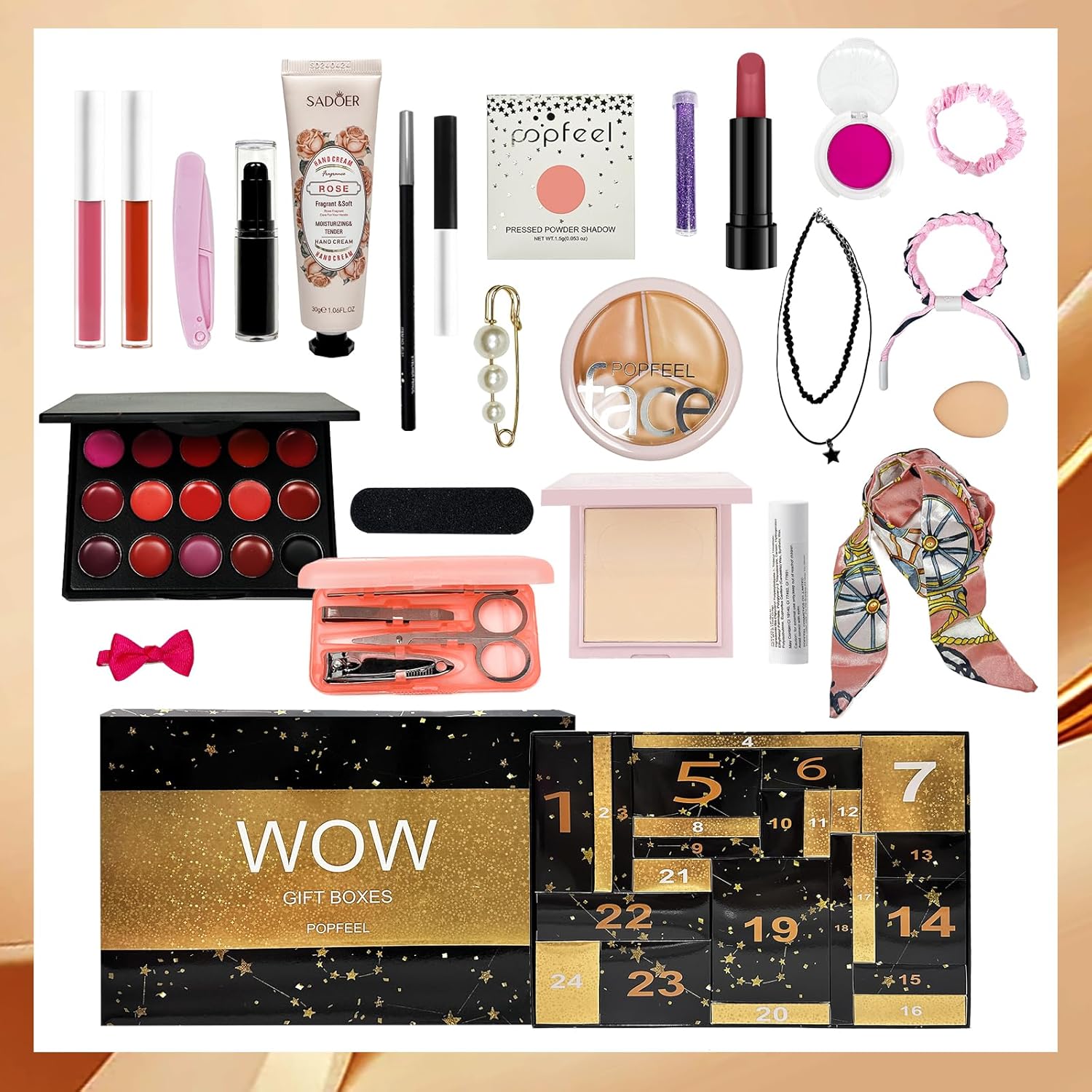 Skiennix Makeup Advent Calendar 2025 - 24-Day Countdown Gift Box for Christmas & Birthdays | Black Gold