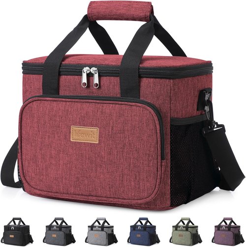 Lifewit Insulated Lunch Bag - Large Soft Cooler Tote for Men & Women | Burgundy 24-Can (15L)