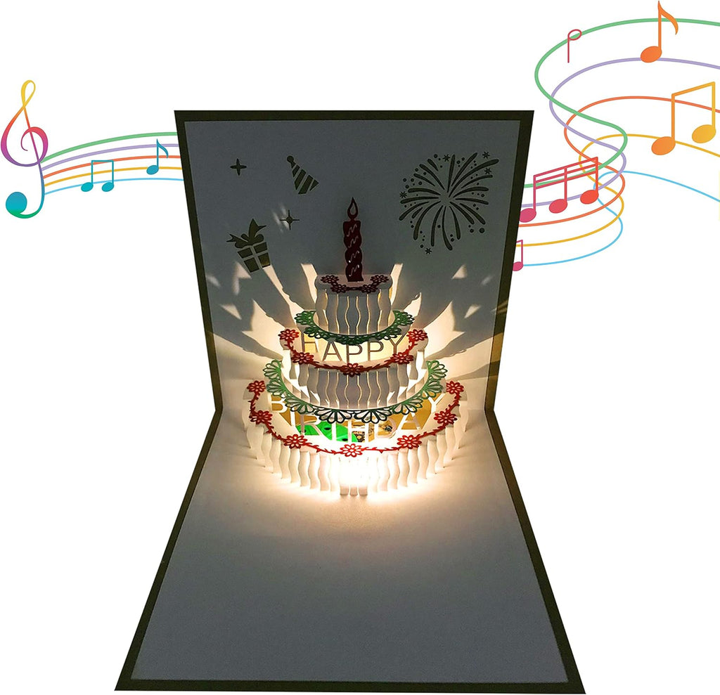 Skiennix 3D Pop-Up Birthday Card - LED Light & Music - Perfect for Mom, Wife, Sister | 1 Pack