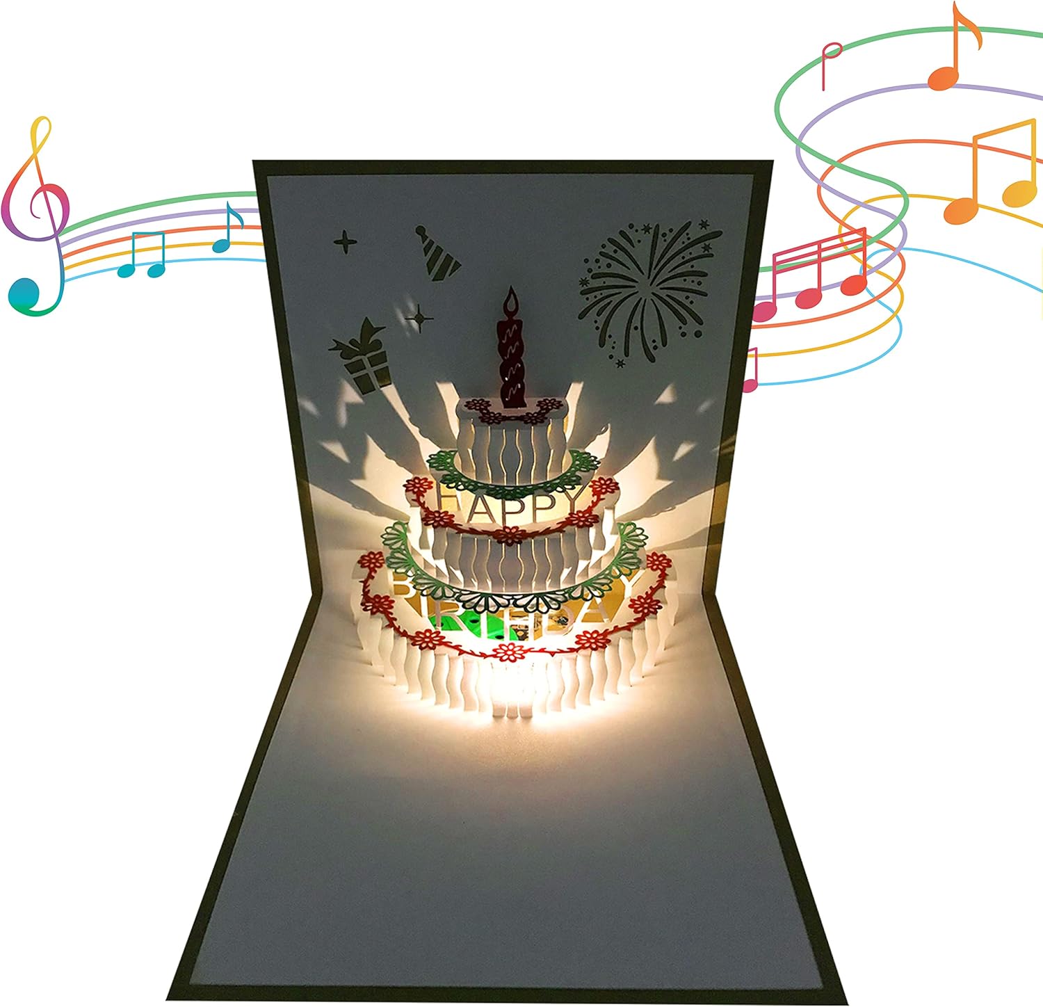 Skiennix 3D Pop-Up Birthday Card - LED Light & Music - Perfect for Mom, Wife, Sister | 1 Pack