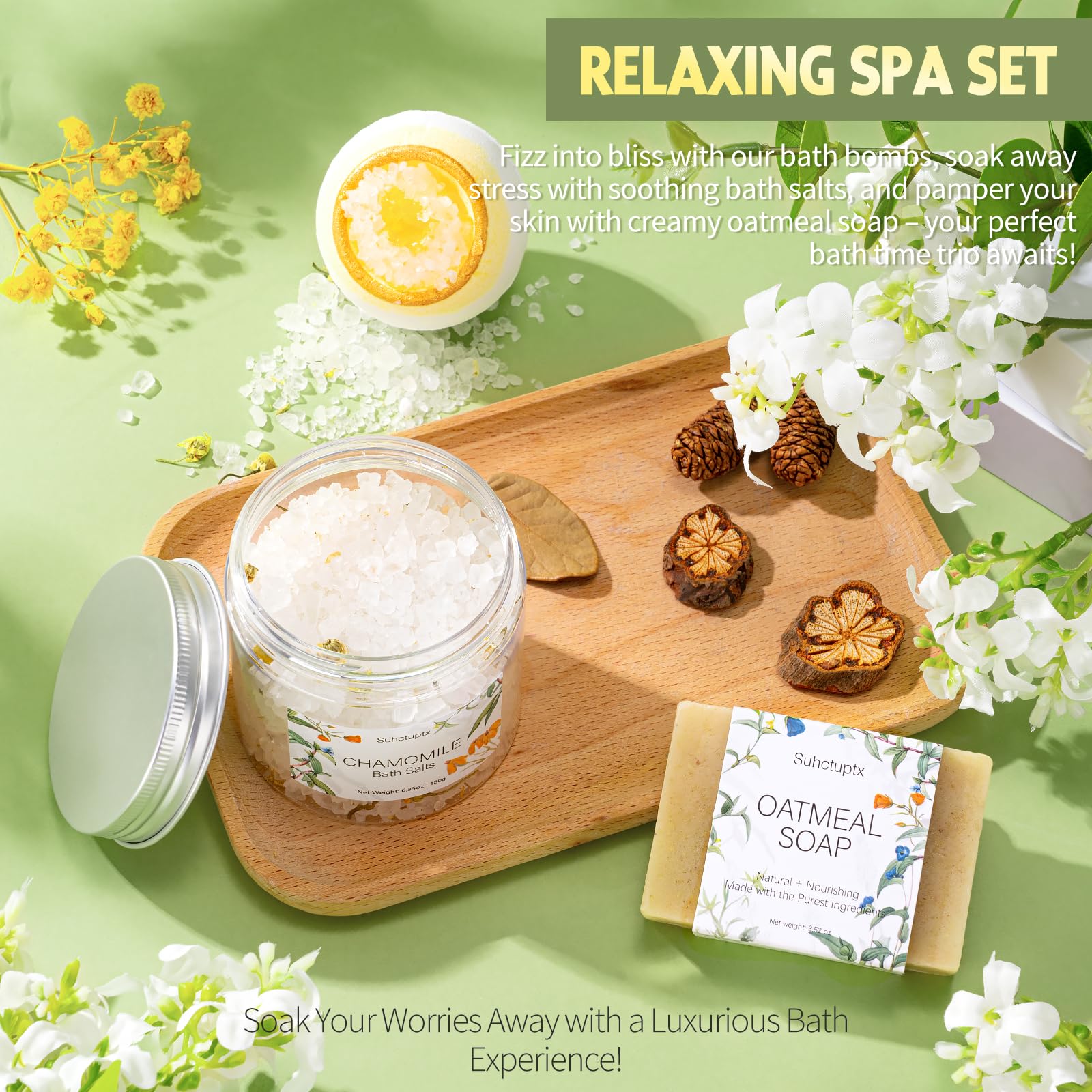 Suhctuptx Self Care Gifts for Women, Get Well Soon Basket Birthday Gifts for Women Care Package, Thinking of You Box w/Blanket, Christmas A Leafy Gift of Care for Mom Her Sister Friend