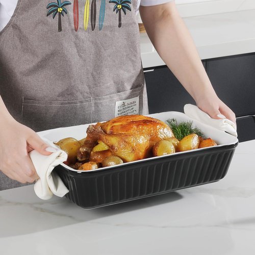 DOWAN 9x13-Inch Ceramic Casserole Dish - Large 4.2 Quart Baking Pan with Handles | Perfect for Lasagna & Casseroles