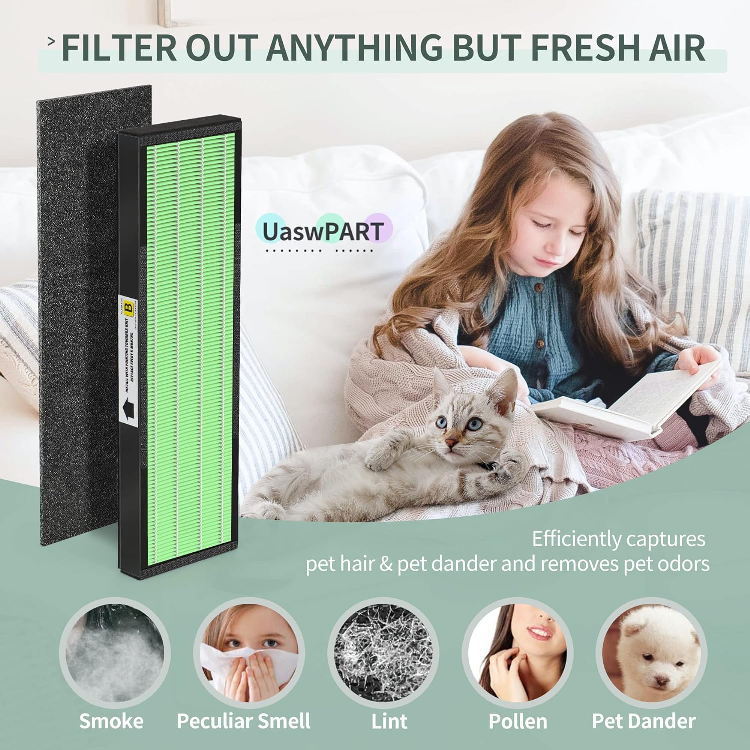 Uaswpart AC4825 HEPA Filter - Compatible Replacement for AC4300, CDAP4500 & More | 4x H13 HEPA + Carbon Filters