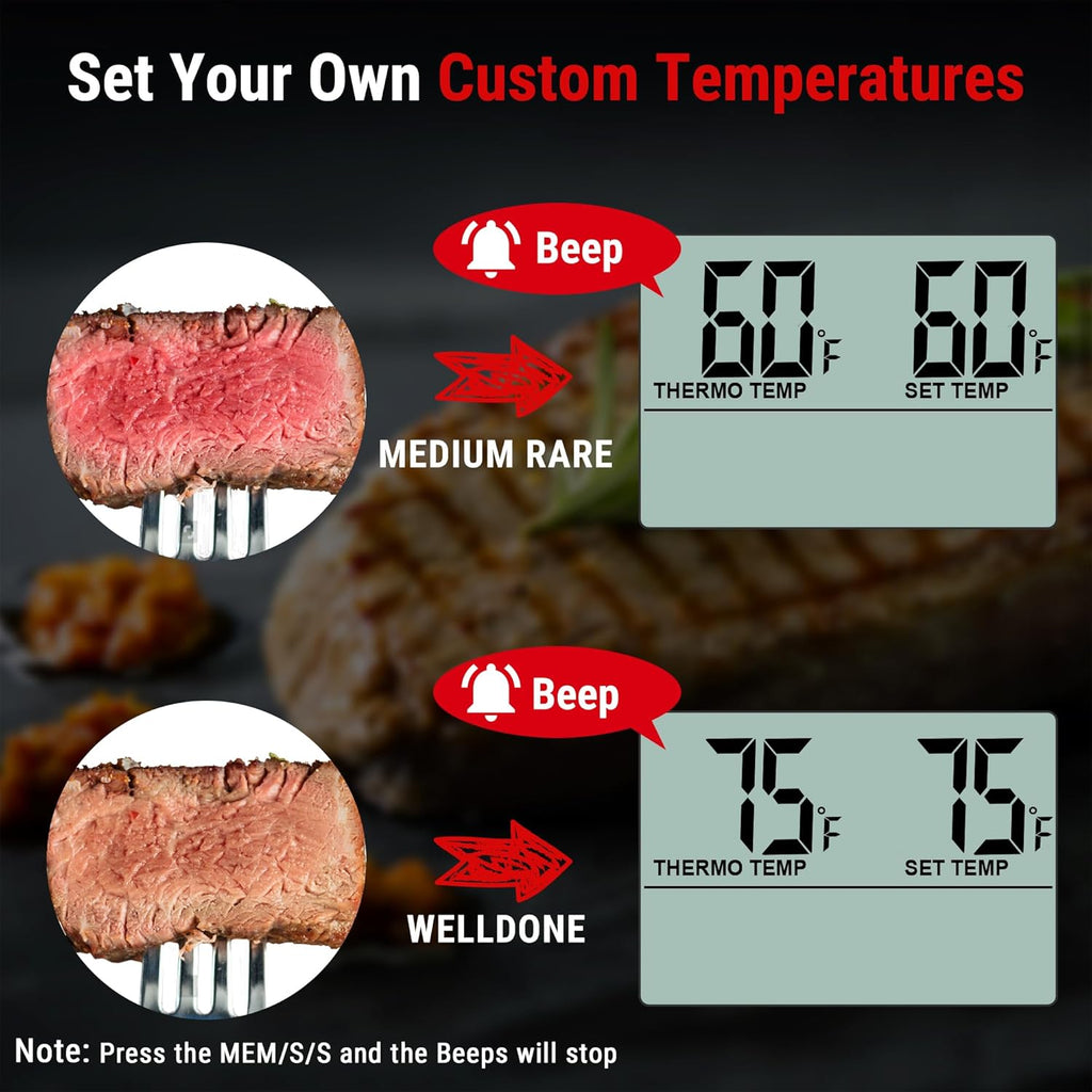 TempPro TP16 Digital Cooking Thermometer - Large LCD Display & Stainless Steel Probe for BBQ, Oven, Smoker
