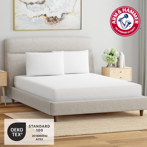 Arm & Hammer Soft Terry Mattress Protector, Waterproof, White, King