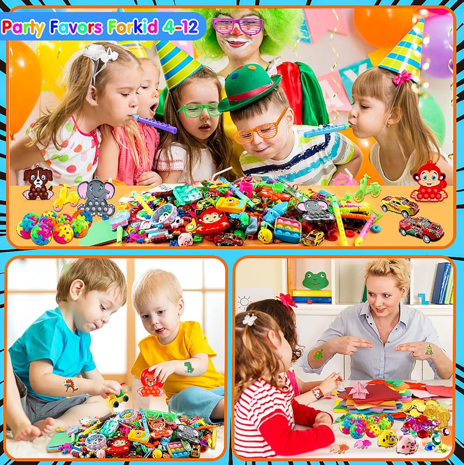 Skiennix 1000 PCS Fidget Toys Bulk - Ideal Party Favors, Classroom Prizes & Birthday Gifts