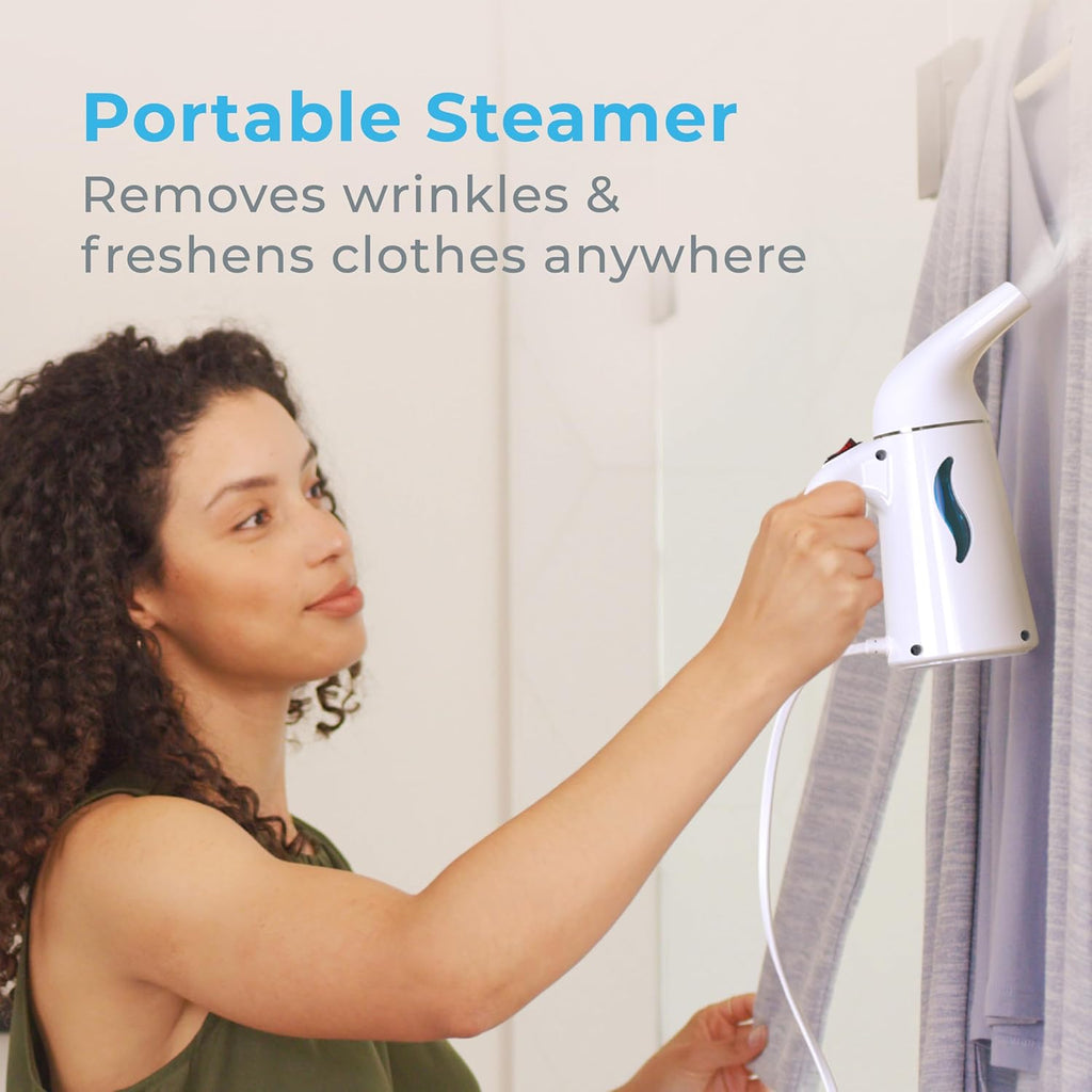 Pure Enrichment Portable Fabric Steamer - Fast-Heating Handheld Travel Steamer for All Fabrics | Lightweight & Safe (White)