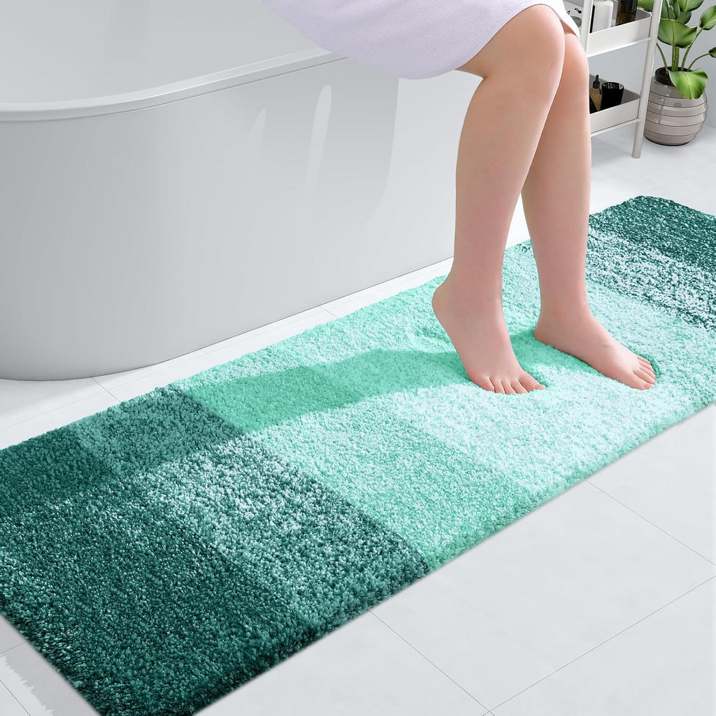 OLANLY Bathroom Runner Rug - Extra Soft Microfiber Mat with Rubber Backing | Quick Dry, 59x20 Inches, Blackish Green