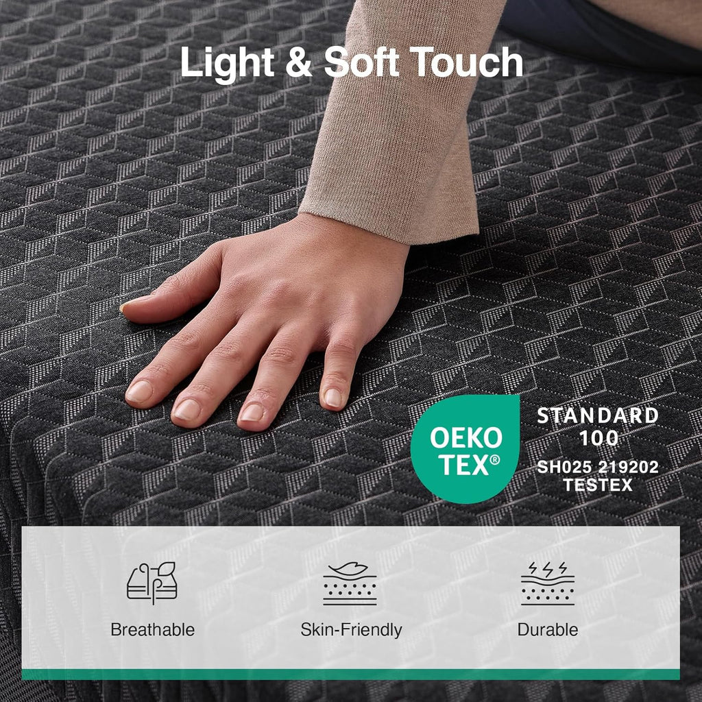 Novilla 14 Inch Queen Gel Memory Foam Mattress - Green Tea-Infused for Pressure Relief & Support