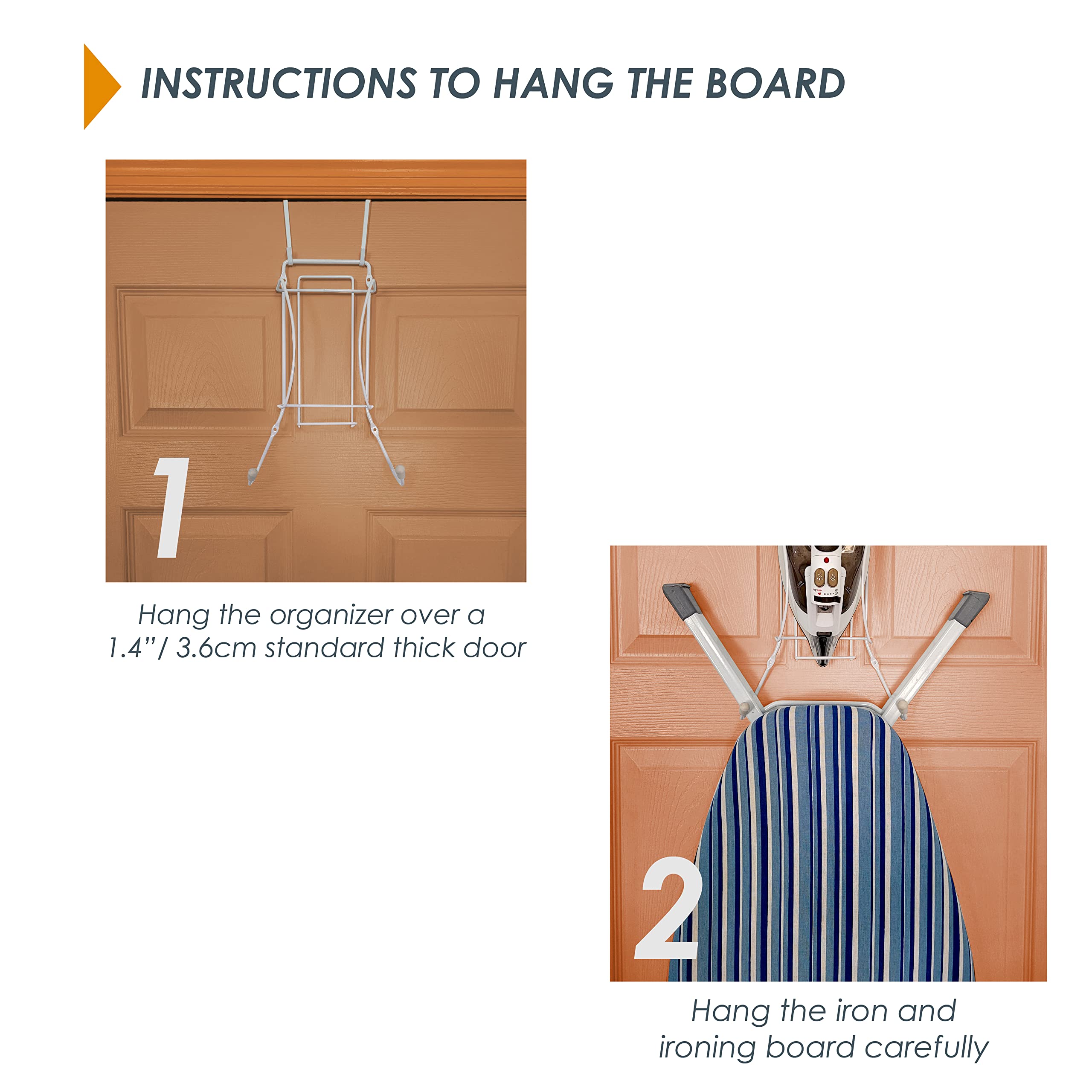 Over The Door Iron Board Caddy - Iron and Ironing Board Storage Organizer, for Y Leg Ironing Board