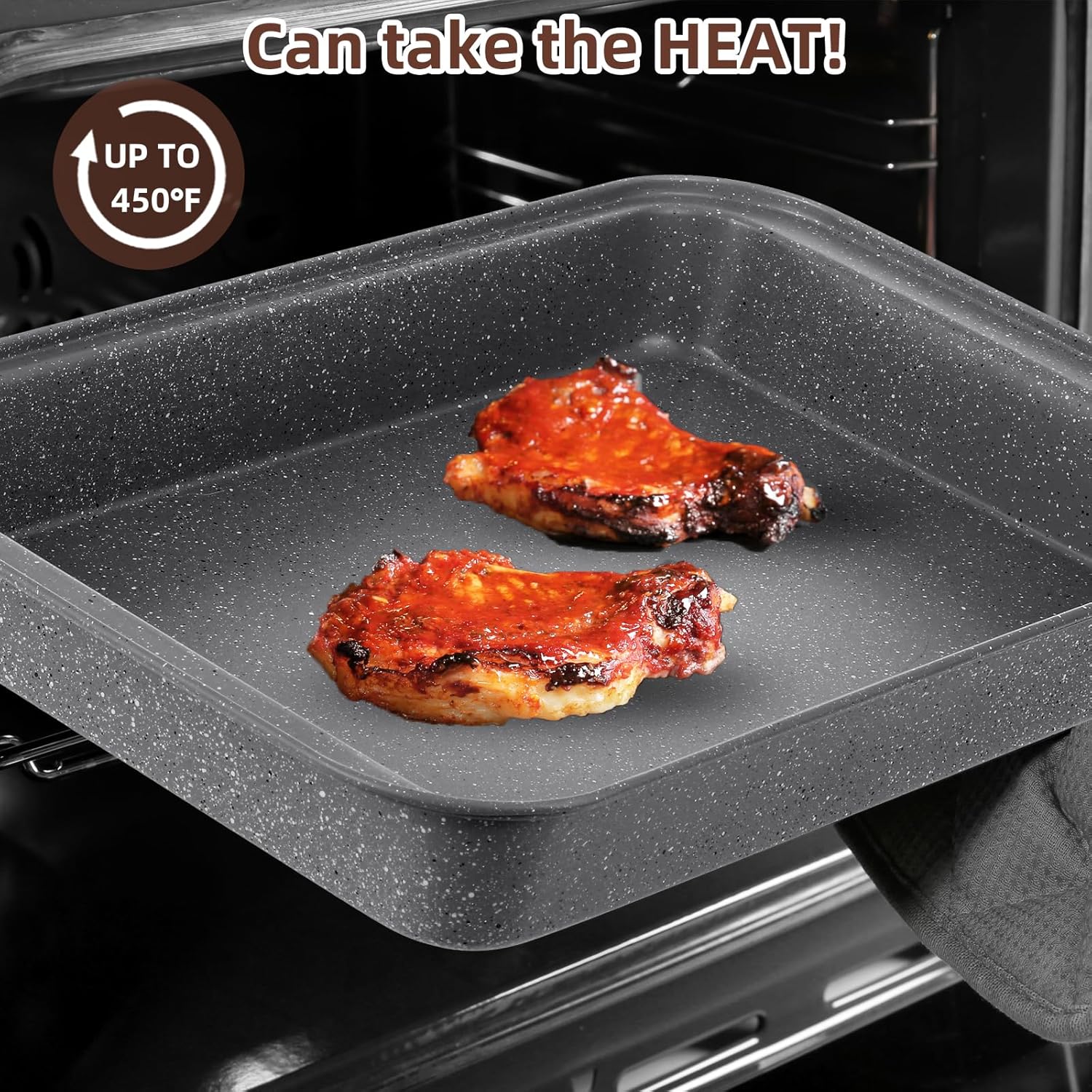 Professional Grade Nonstick Baking Pans Set by [Brand Name] - 11-Piece Carbon Steel Bakeware, Dishwasher Safe, Oven Safe to 450°F | Steel Gray