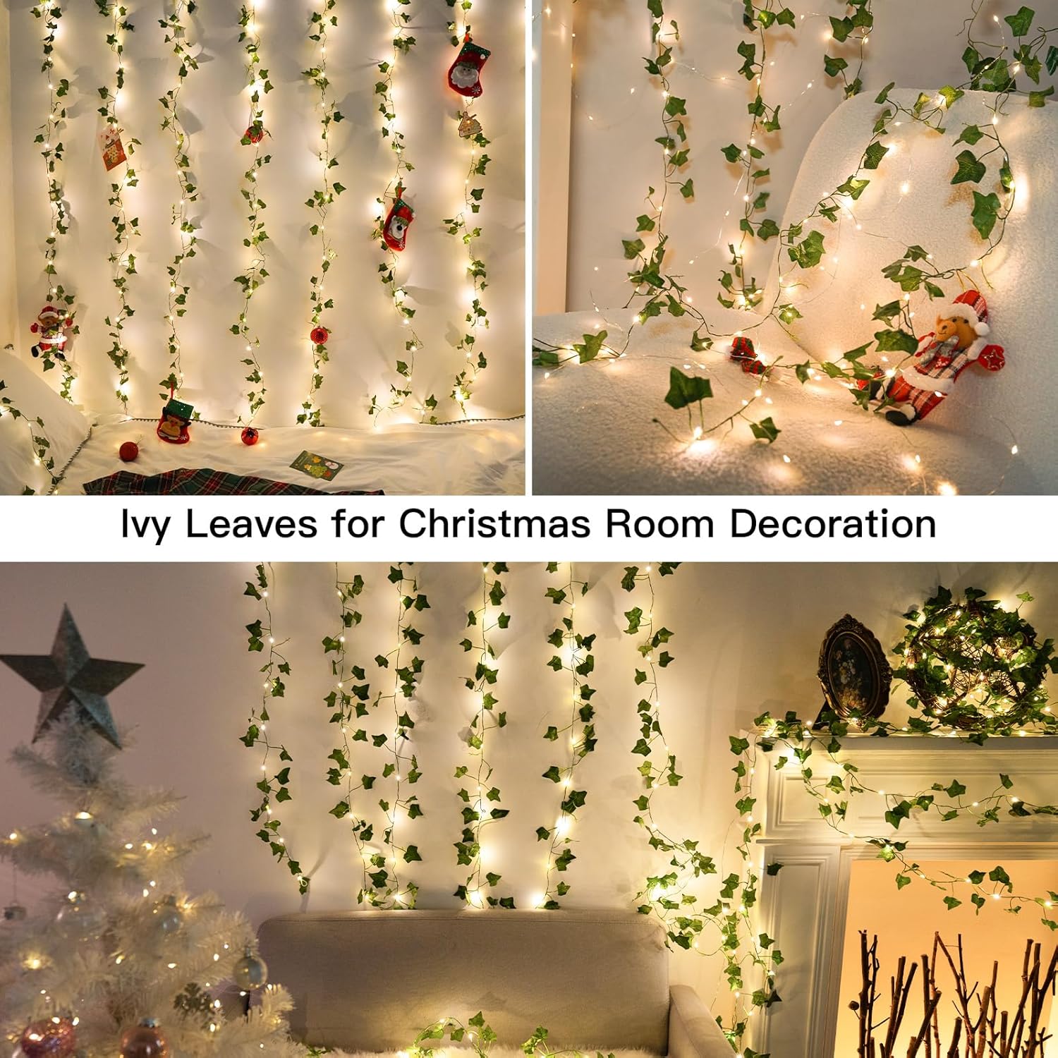 Suddus Fairy Lights Vines - 200 LED Ivy Curtain Lights for Bedroom & Party Decor | 6.5ft x 6.5ft