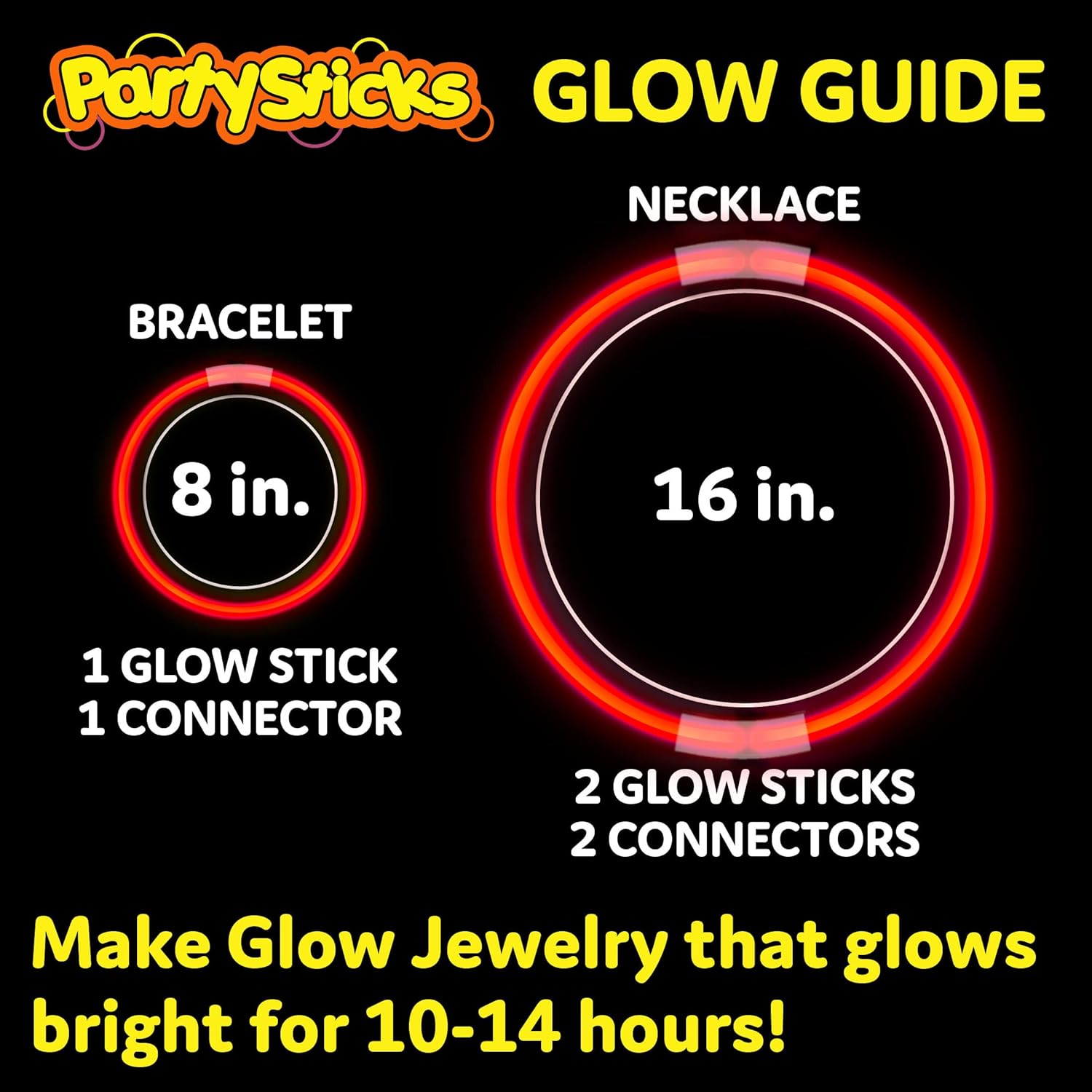 PartySticks Red Glow Sticks - 100 Pack | 8-Inch Light-Up Party Favors & Decorations