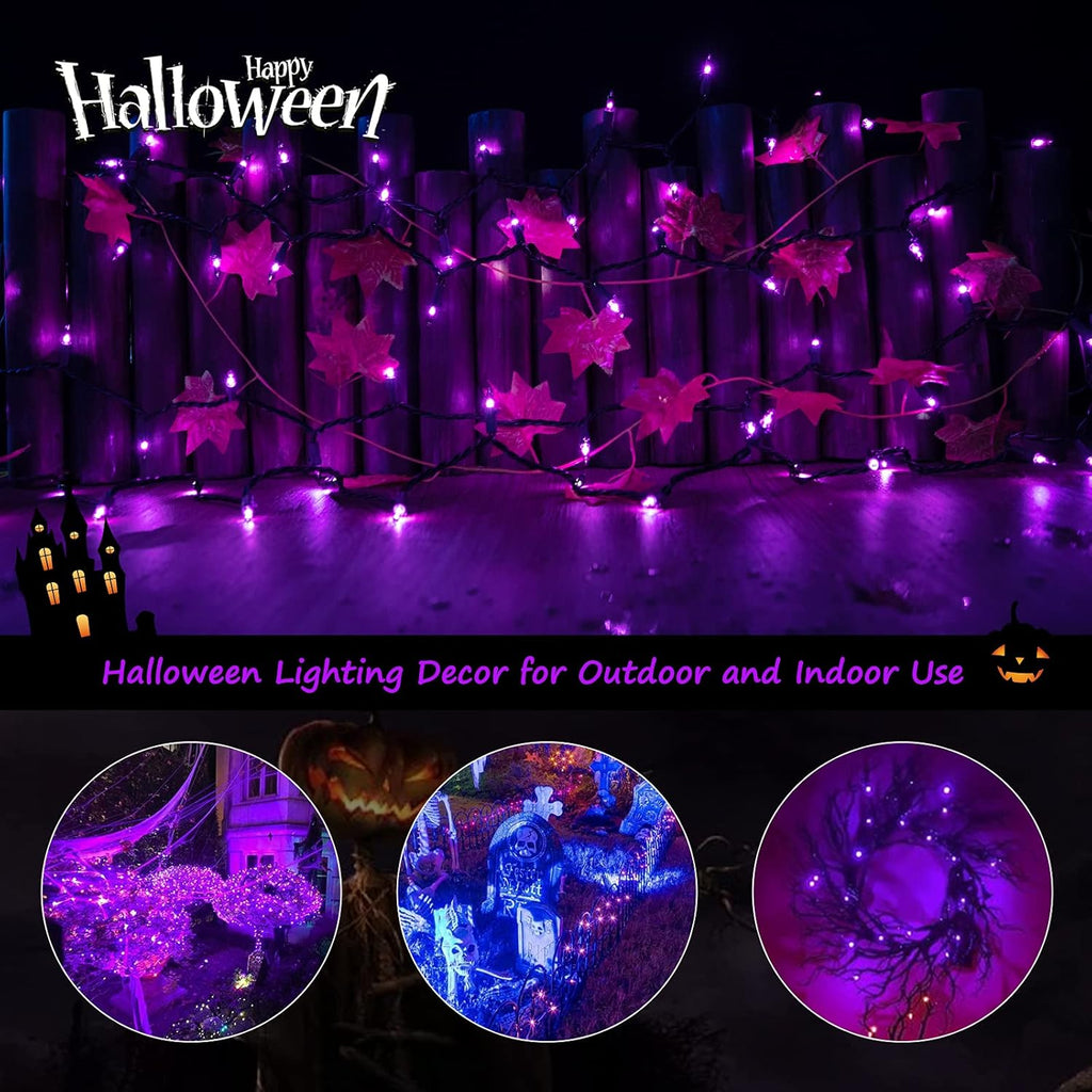 Minetom Halloween String Lights - 100 Count 25 Feet Incandescent Bulbs | Purple Mini Lights for Festive Decor