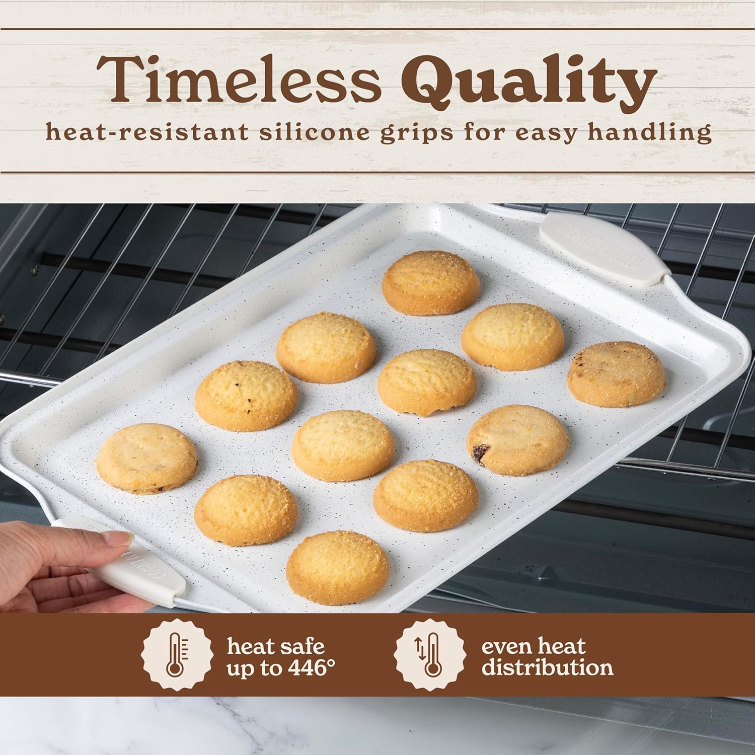Country Kitchen Nonstick Bakeware Set - Heavy-Duty, Easy Release, Stackable | 4-Piece Cream Set
