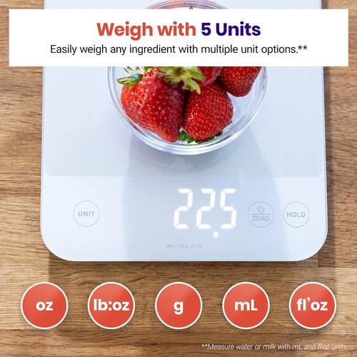 Etekcity Digital Kitchen Scale - 22lb Waterproof Weight Scale for Cooking & Baking | 0.05oz Accuracy