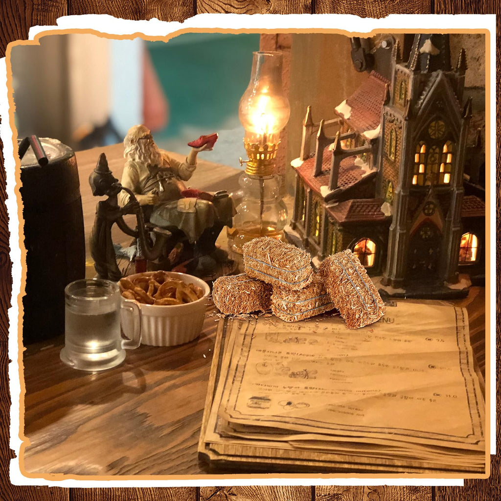 Maasechs 6 Pcs Mini Hay Bales Miniature Hay Bales for Decoration Small Decorative Straw for Easter Scene Rustic Wedding Western Cowboy Themed Birthday Party Decorations (2.6 x 1.2 x 1.2 Inch)