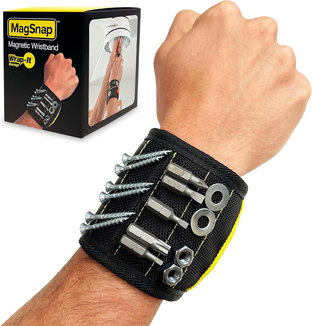 Wrap-It Storage MagSnap Magnetic Wristband - Black Tool Belt for Easy Access | Perfect Father's Day Gift