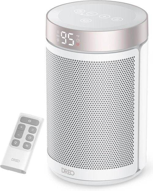 DREO Portable Electric Space Heater - 1500W PTC Ceramic with Thermostat, Remote & Digital Display | 12H Timer