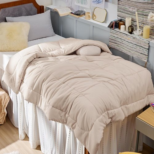 Bedsure Comforter Duvet Insert - All-Season Twin XL Quilted Bedding, GentleSoft Down Alternative, Beige 92 x 68 Inches