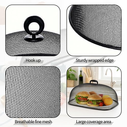 Zilphoba 8 Pack Metal Mesh Screen Food Covers, 2 Large (18.5”) and 6 Small (11”) Sets, Reusable Metal Mesh Food Covers for Outdoors, Camping, Picnics and Parties