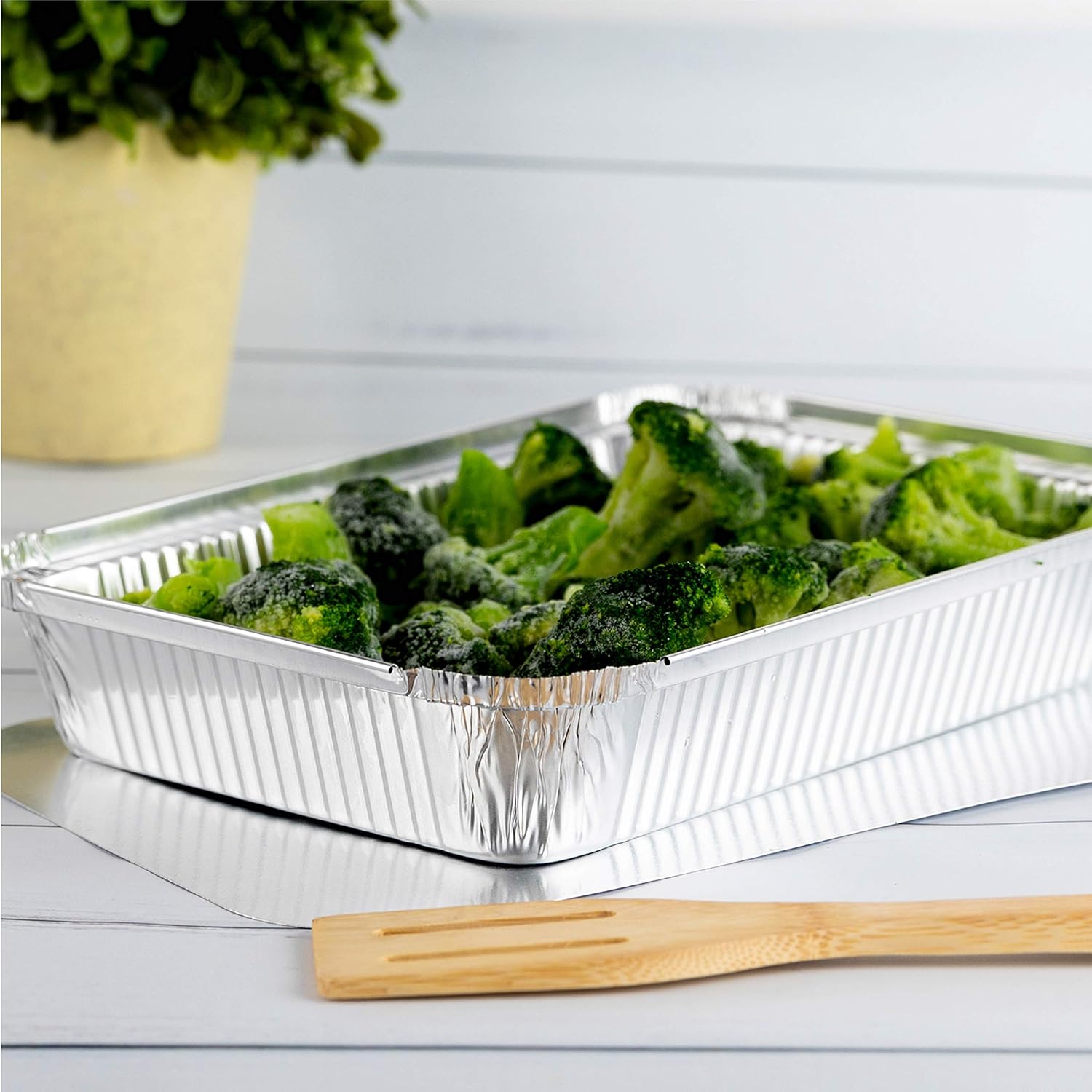 PLASTICPRO Disposable Aluminum Baking Pans - 4 LB Oblong 12'' x 8'' x 2'' with Cardboard Lids | Perfect for Brownies, Bread & Lunchboxes - Pack of 5