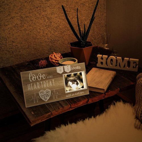 LED Illuminated Baby Sonogram Picture Frame - Countdown Weeks Feature | 4"x3" Ultrasound Photo Keepsake for Pregnancy Announcements & Baby Showers