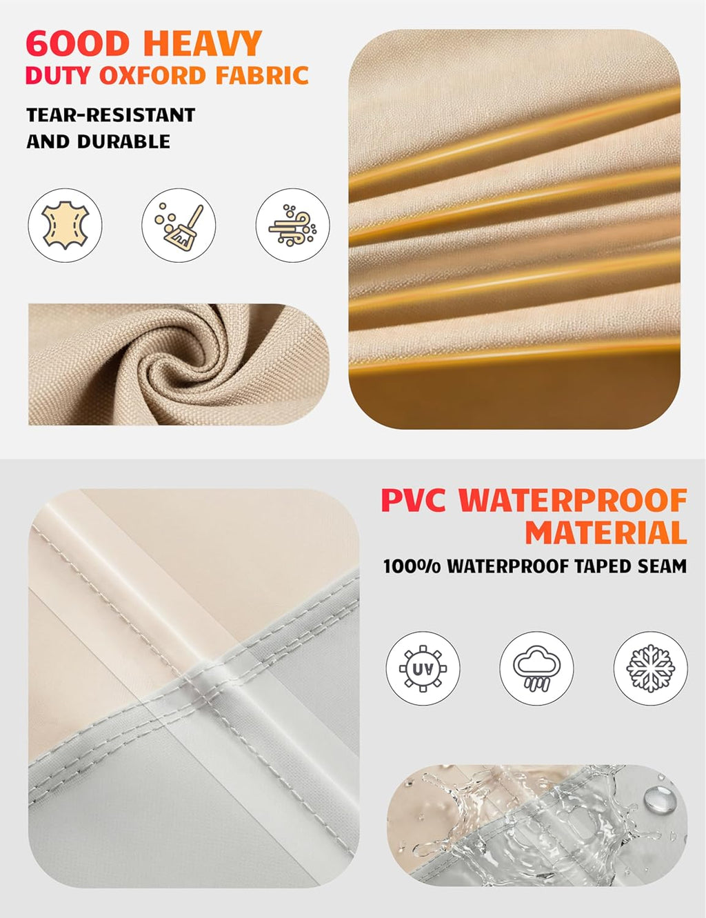Vailge Patio Umbrella Cover - Waterproof & Windproof 600D Oxford for 9-13 Ft Cantilever Umbrellas | Includes Support Pole & Storage Bag