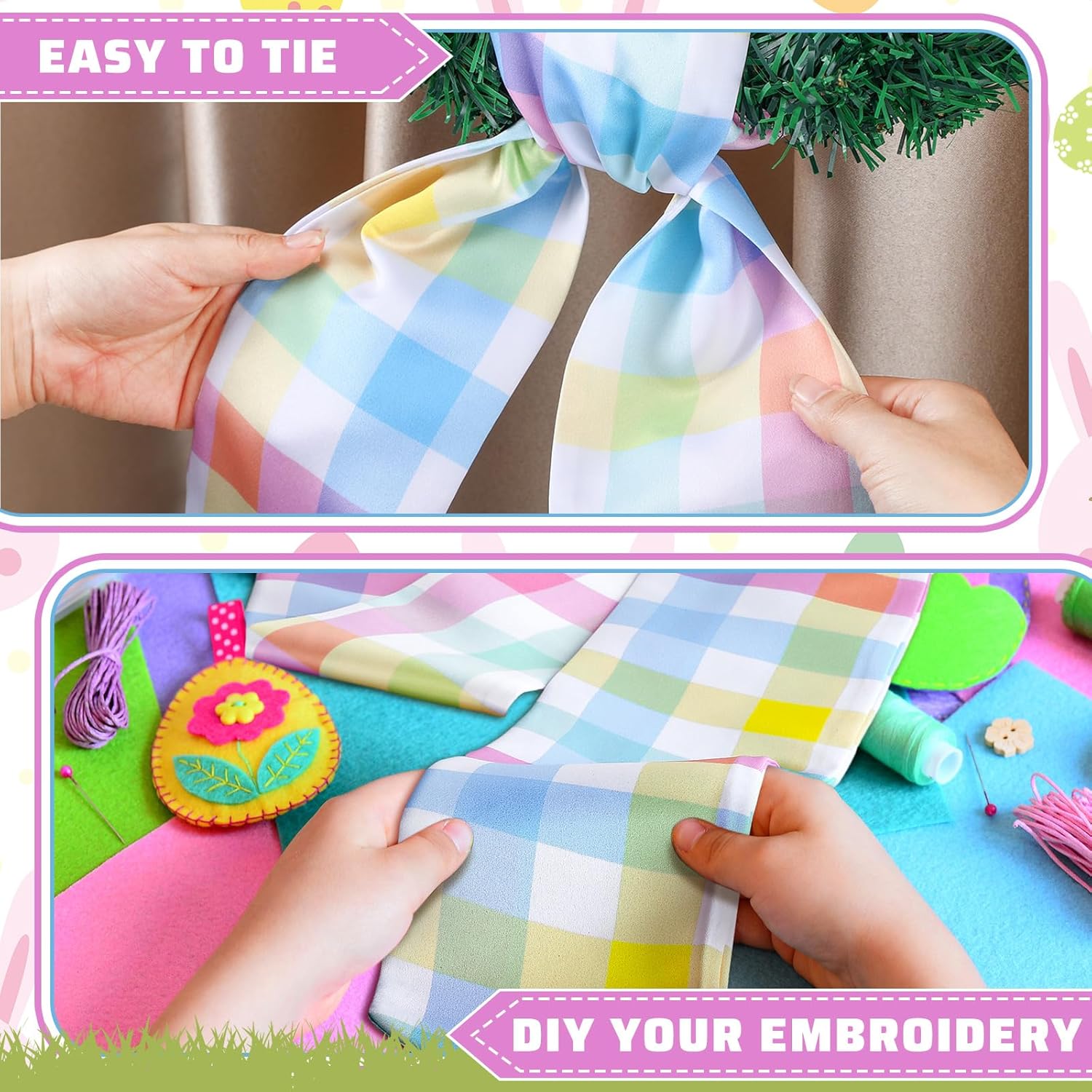 Pastel Wreath Sash by [Brand Name] - Satin Blank Sashes for Embroidery | Indoor/Outdoor Home Decor