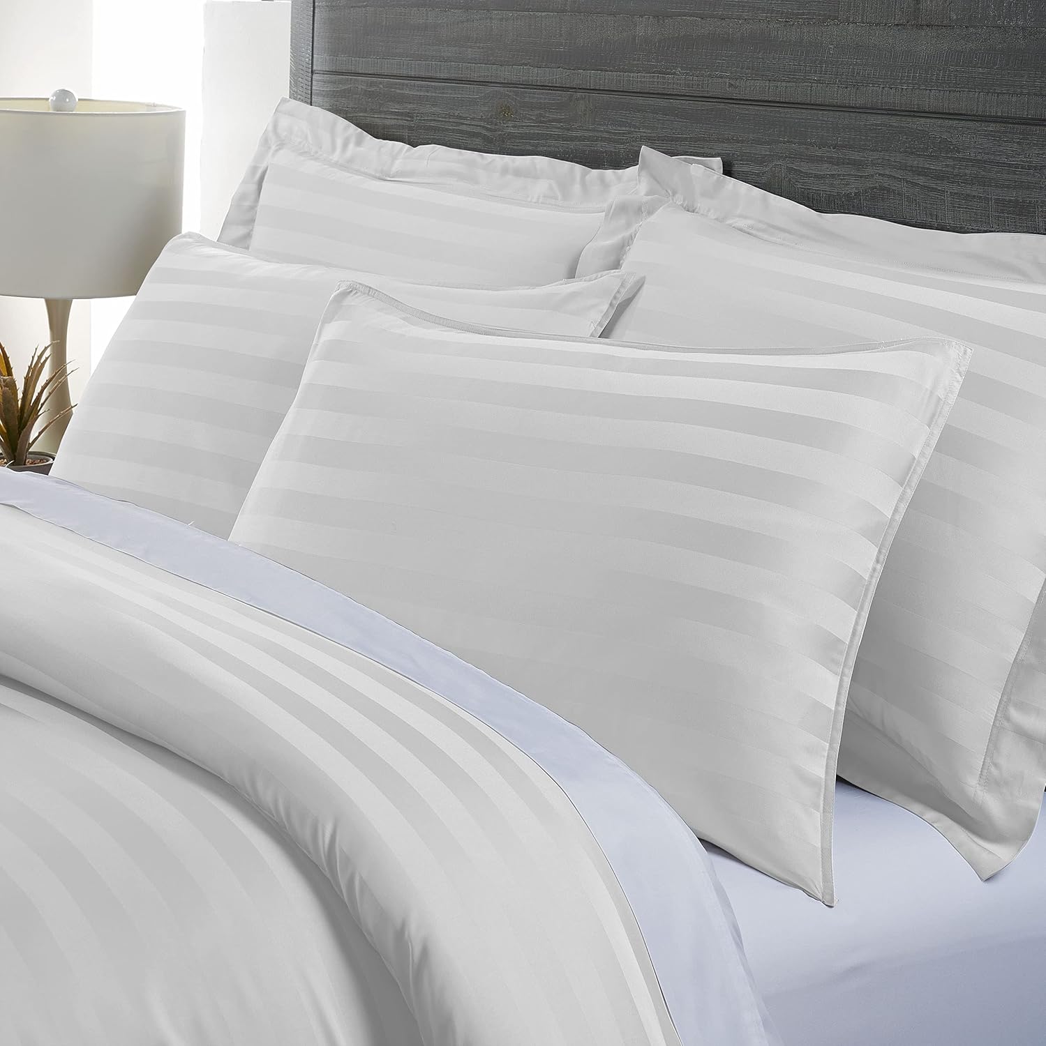 Pure Bamboo King Duvet Cover Set - 100% Organic Viscose, Luxuriously Soft & Cooling | 3 Pieces, Jacquard White