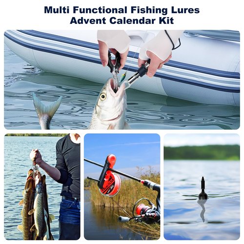 Fishing Advent Calendar 2026, 24 Days Christmas Countdown Calendar Fishing Lures Set with Soft/Hard Lures and Tools, Surprise Gifts for Men Adult Teen Boys Fish Lovers