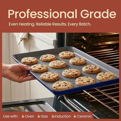 Bakken 8-Piece Bakeware Set - Nonstick Ceramic Coated Pans, Oven Safe Up to 500°F, Blue