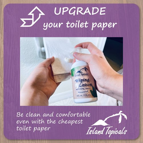Island Topicals Wiping Lotion | Experience Clean | The Cleaner Way to use Toilet Paper | 8 Fl Oz Bottle (Unscented)