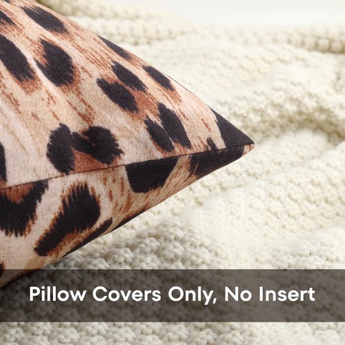 Alricc Cheetah Pillow Covers 18x18 Set of 2 Brown Leopard Throw Pillow Covers Soft Decorative Couch Pillow Covers for Home Living Room Bedroom