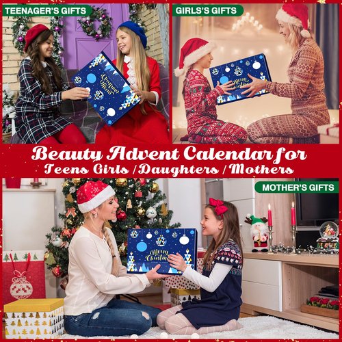 Oisacirg Makeup Advent Calendar 2025, 24 Days Beauty Advent Calendar for Girls Christmas Holiday Countdown Calendar Full Makeup Kit Gift for Teens Girls, Women, Christmas Surprise Gift Box