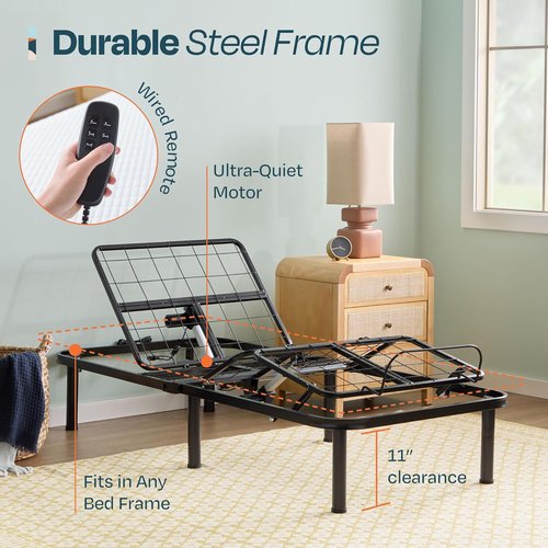 Linenspa Adjustable Bed Frame - Ergonomic Electric Base with Independent Head & Foot Incline - Twin XL