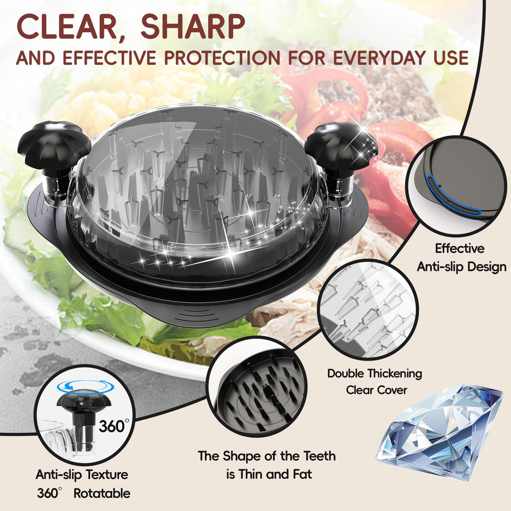 XUPAINC XL 11" Chicken Shredder, Large Pro Meat Shredder Tool Twist with Ergonomic Handle, Strong Non-Slip Base, Dishwasher Safe, Kitchen Chicken Grinder for Ground Food, Vegetables, Black