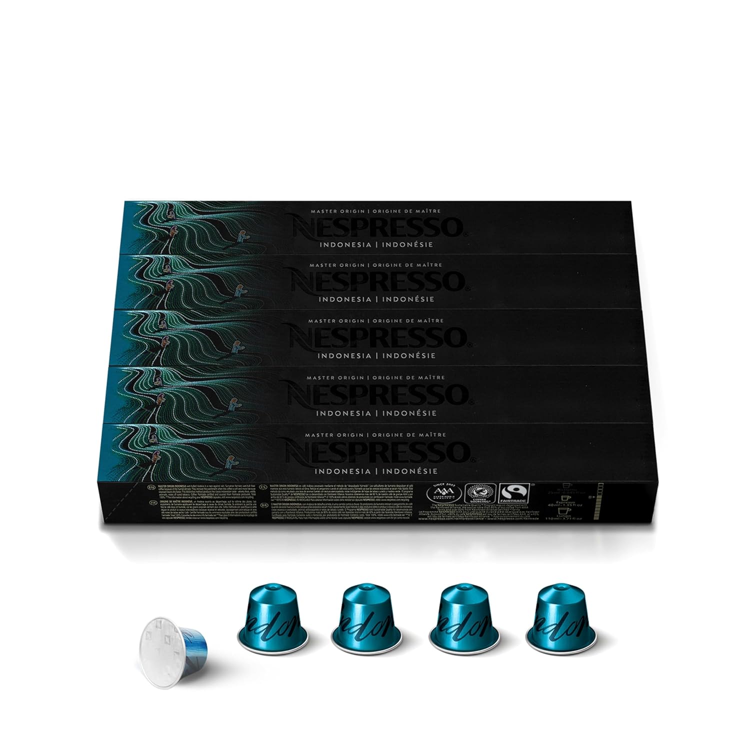 Nespresso Indonesia Master Origin Dark Roast Coffee Capsules - 50 Count Pods for Rich Flavor