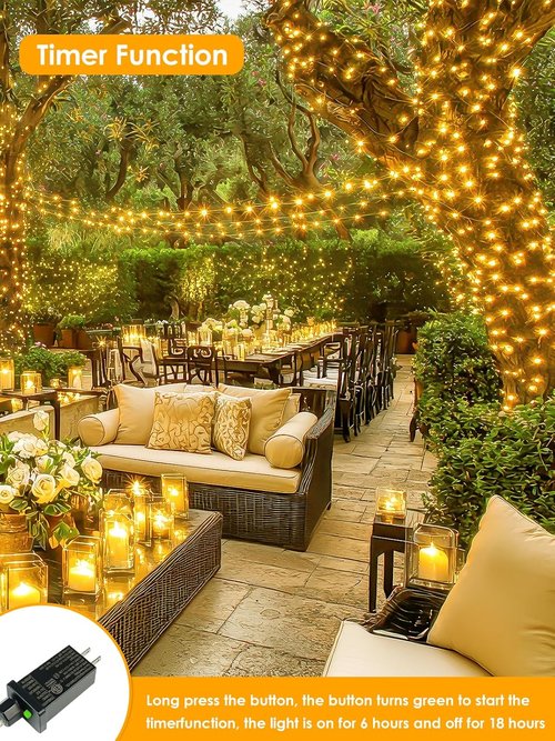 66Ft LED Fairy Lights by [Brand Name] - Waterproof Indoor/Outdoor String Lights with 8 Modes & Timer | Warm White for Christmas & Party Decor