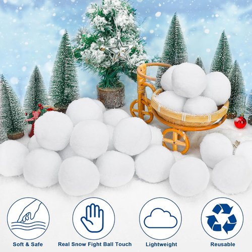 Homiar Indoor Snow Ball Fight Set - 240 Soft Plush Snow Balls for Kids | Realistic White Toy for Winter Fun