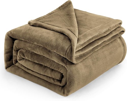Bedsure GentleSoft Fleece Blanket - Queen Size Camel | Soft, Lightweight, Plush Microfiber, 90x90 Inches