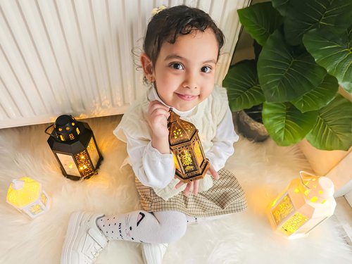 OLEEK Ramadan Lantern Lights (2PCs-8in)- Ramadan Decorations for Home 2026 - Ramadan Decor - Ramadan Lights - Ramadan Lanterns Decorative - Ramadan Lanterns for Kids - Ramadan Decoration فانوس رمضان