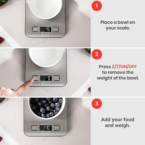 Etekcity Digital Food Kitchen Scale - Accurate Grams & Ounces for Baking, Cooking & Meal Prep | Medium 304 Stainless Steel