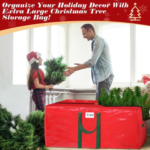 BlessedSeason Christmas Tree Storage Bag - Waterproof 7.5 Ft With 2 Large Tinsel Garland Bags, Reinforced Handles