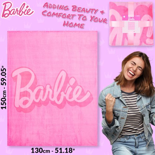 Barbie Fleece Throw Blanket, Cozy Soft Bed Throw Bedroom Decor Plush Throw Comforter 59 x 51 inches for Bedroom Travel Sleepovers, Cute Gifts