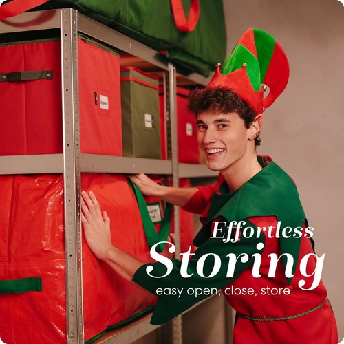 Handy Laundry Christmas Tree Storage Bag - Heavy Duty Waterproof Tarp for 9 Foot Tree | Red with Reinforced Handles & Double Zipper