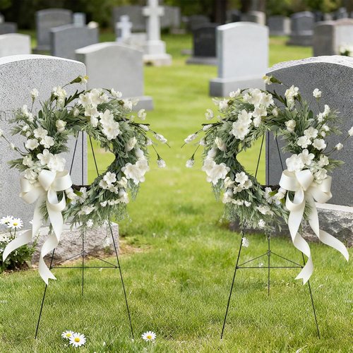 Christmas Wreath Stand by [Brand Name] - 30-Inch Large Wire Easel Holder for Cemetery & Outdoor Use