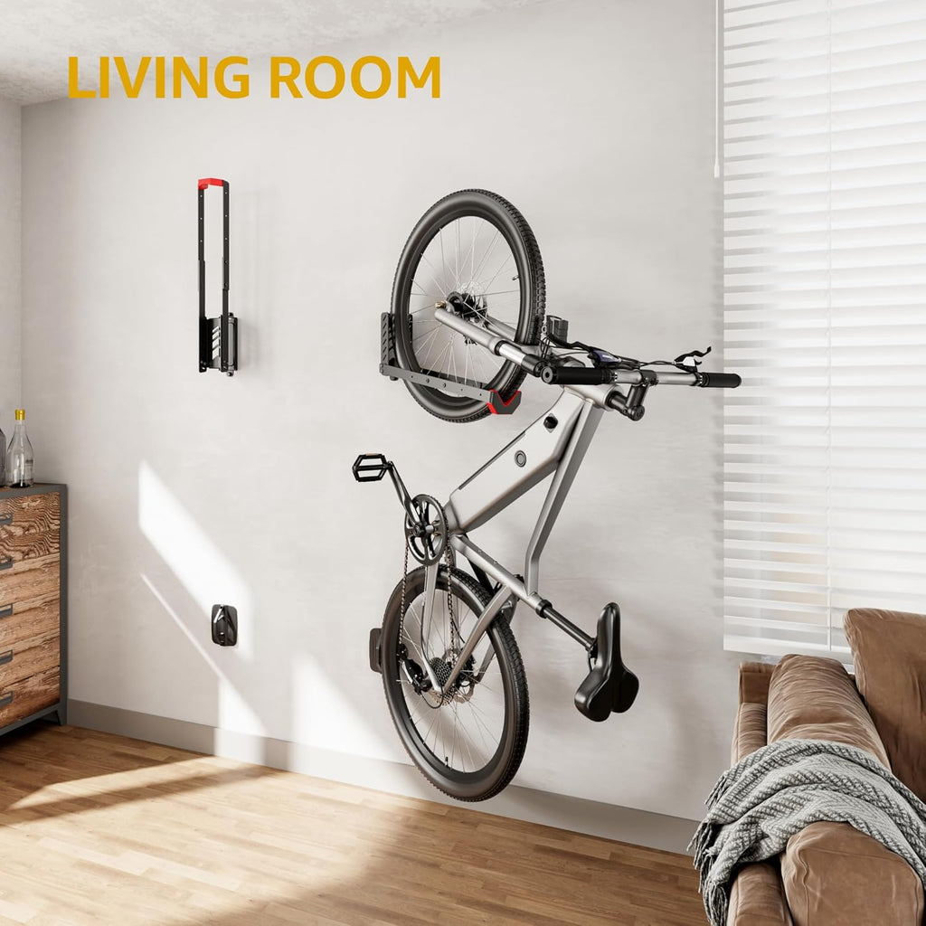 monTEK Swivel Bike Wall Mount - Easy Load & Unload Bike Hanger for Garage | Holds Up to 77 lbs, 4 Pack